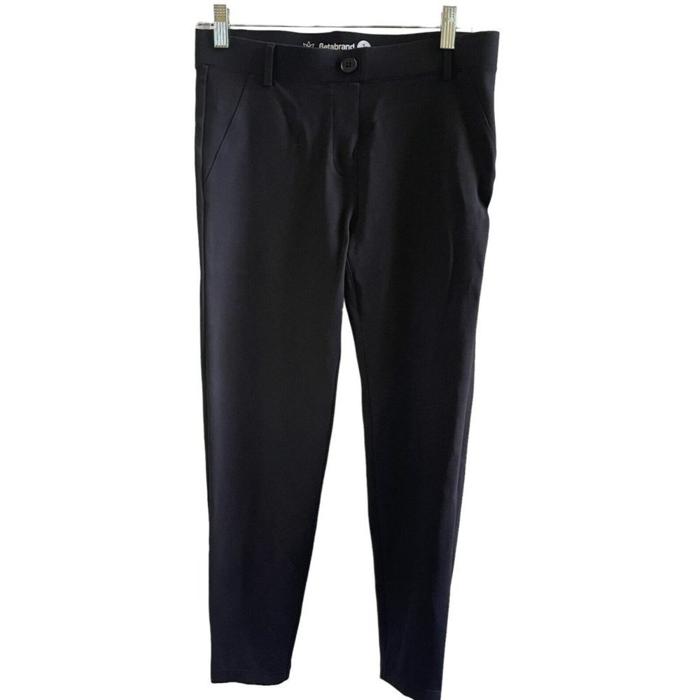 BETABRAND Women Black Classic Dress Pants Skinny Yoga Pants Size Petite Small